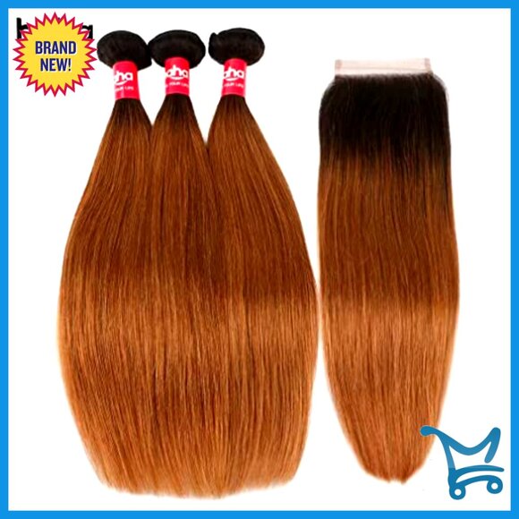 Brazilian Straight Human Hair Weave 3 Bundles with Lace Closure 14-26in main image 4